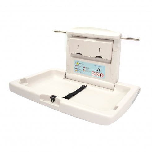 855mm W  Surface Mounted Horizontal Baby Change Table  - 855mm W x 560mm H x 107mm D - Cream