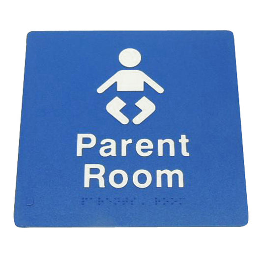 235mm Surface Mounted Parent Room Braille Sign - 235 x 180 x 3 - Blue