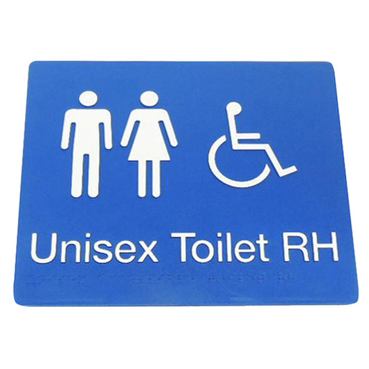 235mm Surface Mounted Unisex Disabled Toilet Braille Sign - 235 x 180 x 3 - Blue