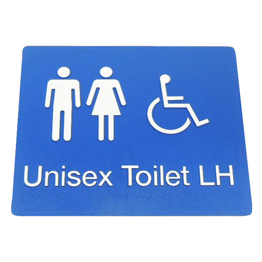 235mm Surface Mounted Unisex Disabled Toilet Braille Sign - 235 x 180 x 3 - Blue