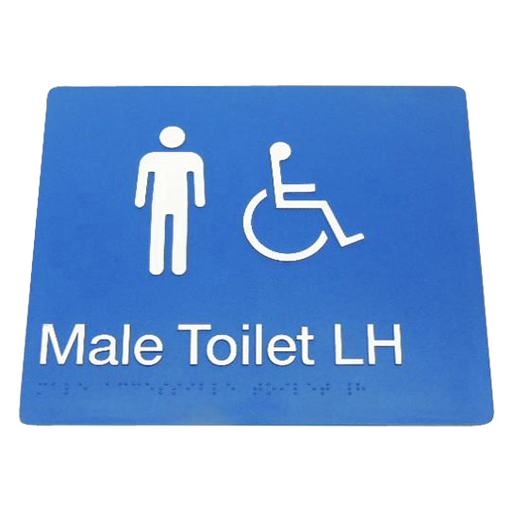 235mm Surface Mounted Male Disabled Toilet Braille Sign - 235 x 180 x 3 - Blue