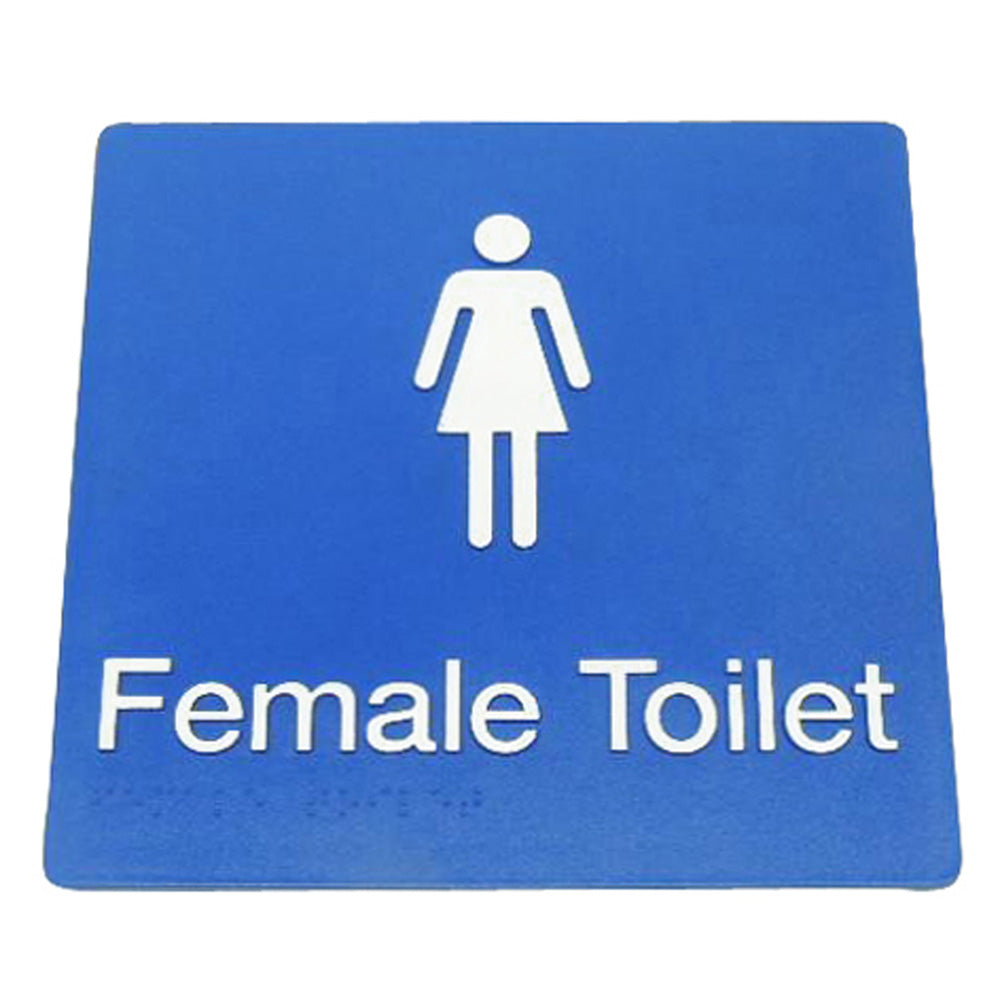 235mm Surface Mounted Female Toilet Braille Sign - 235 x 180 x 3 - Blue