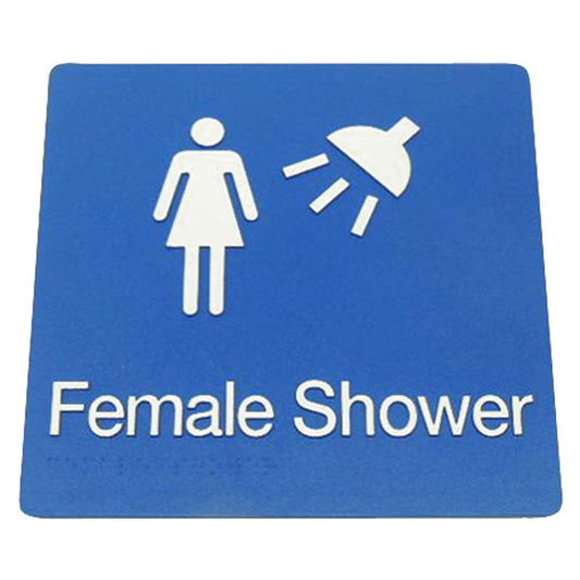235mm Surface Mounted Female Shower Braille Sign - 235 x 180 x 3 - Blue