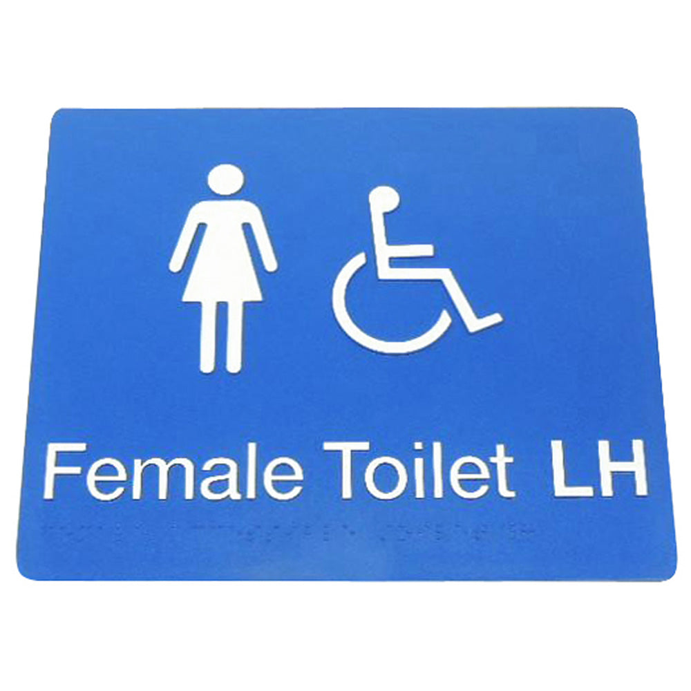235mm Surface Mounted Female Disabled Toilet Braille Sign - 235 x 180 x 3 - Blue