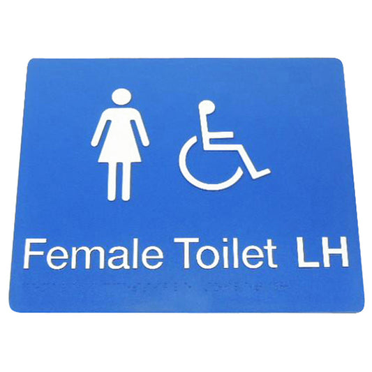 235mm Surface Mounted Female Disabled Toilet Braille Sign - 235 x 180 x 3 - Blue