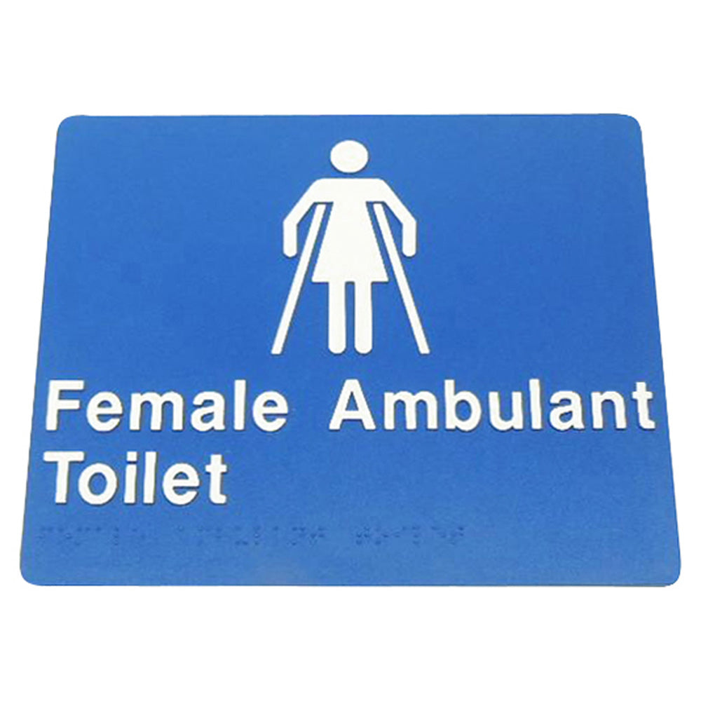 235mm Surface Mounted Female  Ambulant Toilet Braille Sign - 235 x 180 x 3 - Blue