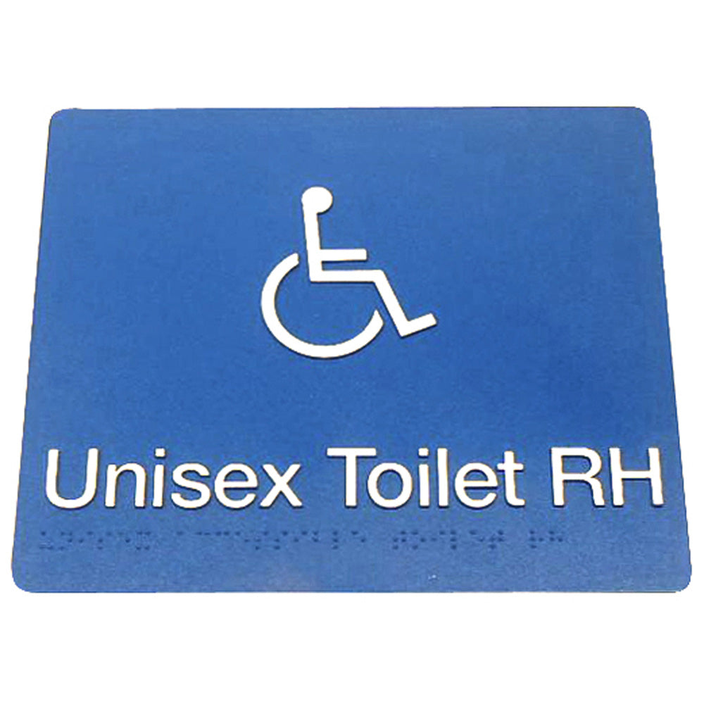 235mm Surface Mounted Unisex Toilet Braille Sign - 235 x 180 x 3 - Blue
