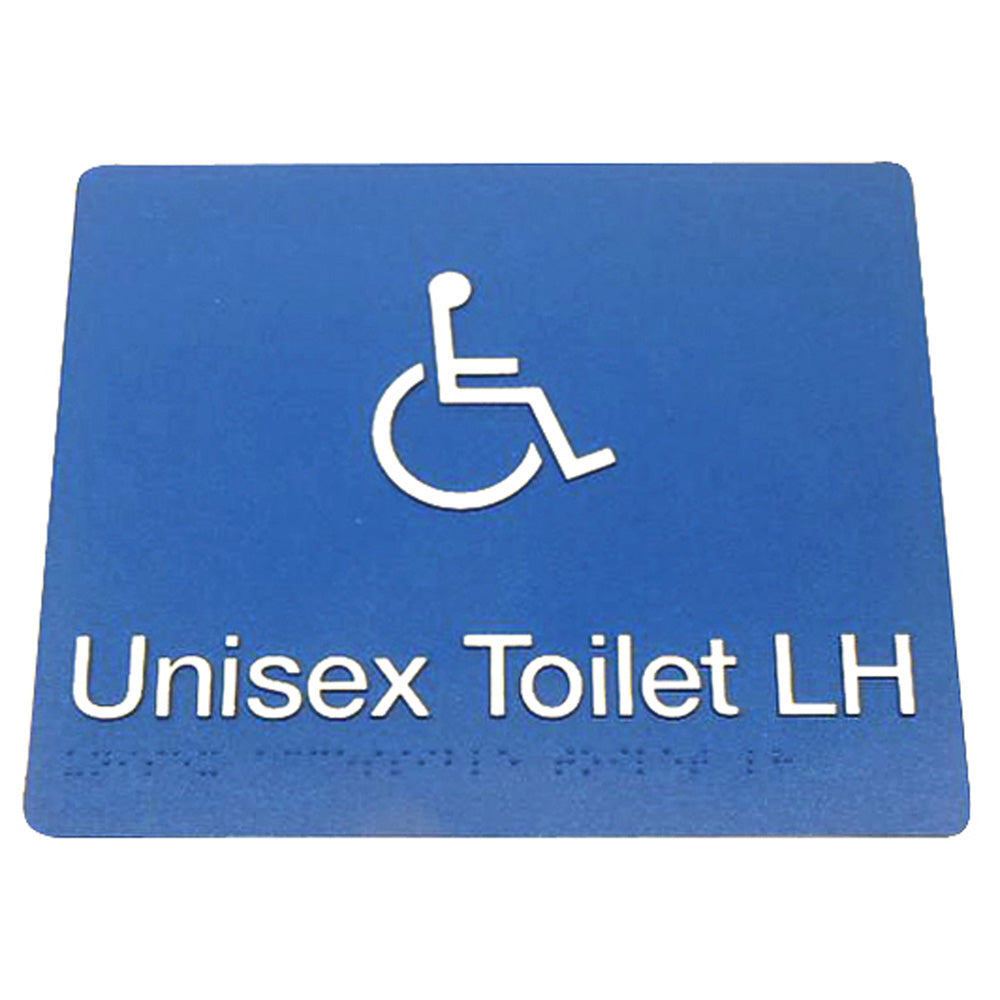 235mm Surface Mounted Unisex Toilet Braille Sign - 235 x 180 x 3 - Blue