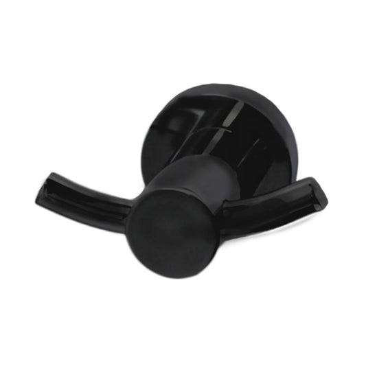 65mm W  Surface Mounted Double Robe Hook - 65mm W x 36mm H x 50mm D - Matte Black
