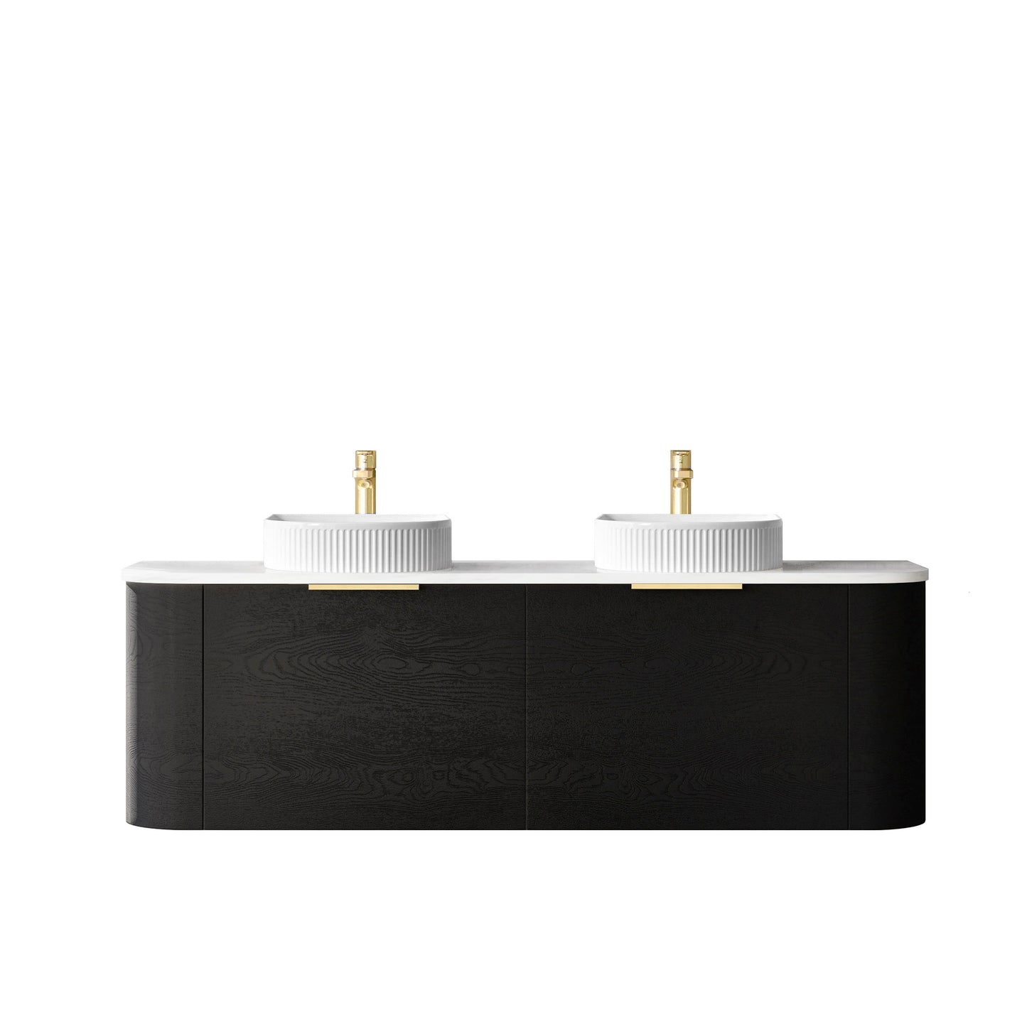 Bondi 1500mm Black Oak Wall Hung Curve Cabinet Only