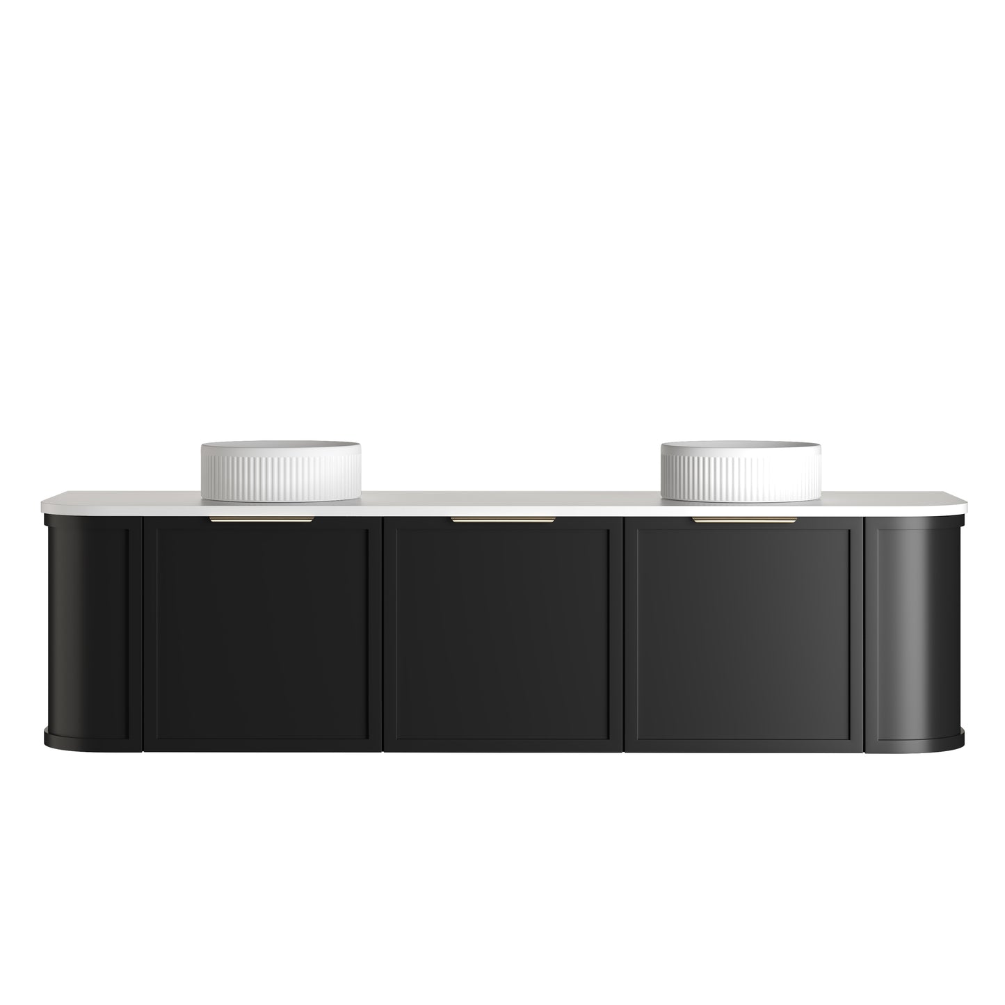 Hampshire 1800mm Satin Black Wall Hung Curve Cabinet Only