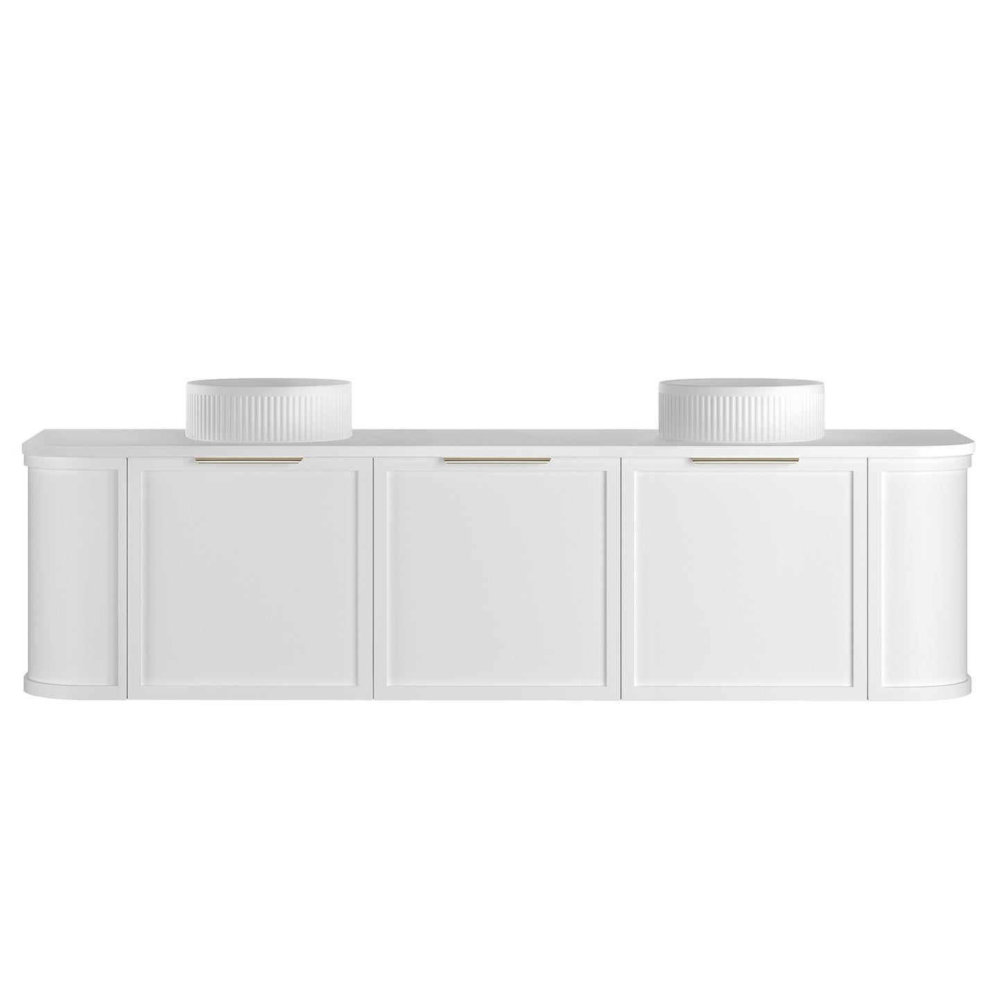 Hampshire 1800mm Satin White Wall Hung Curve Cabinet Only