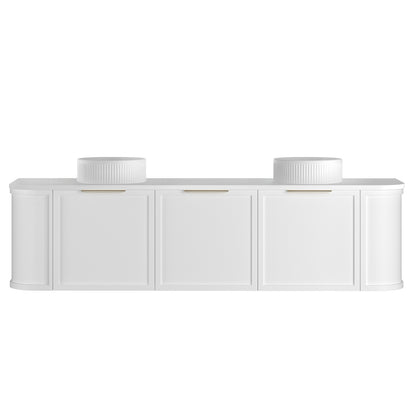 Hampshire 1800mm Satin White Wall Hung Curve Cabinet Only