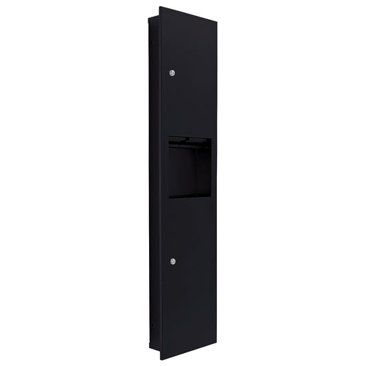330mm W  Recessed Towel and Waste Receptacle - 330mm W x 1395mm H x 153mm D - Matte Black