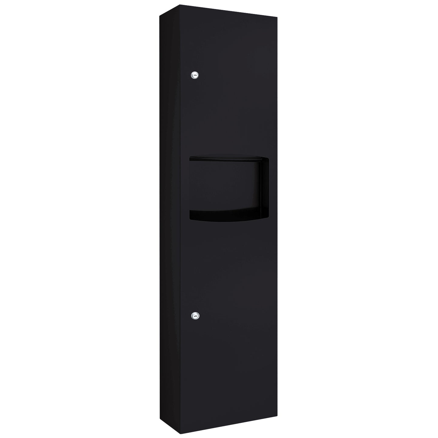 330mm W  Surface Mounted Towel and Waste Receptacle - 330mm W x 1395mm H x 105mm D - Matte Black
