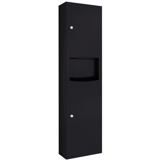 330mm W  Surface Mounted Towel and Waste Receptacle - 330mm W x 1395mm H x 105mm D - Matte Black
