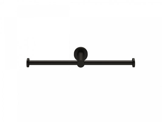 270mm W  Surface Mounted Double Toilet Roll Holder Matte Black - 270mm W x 80mm D - Matte Black