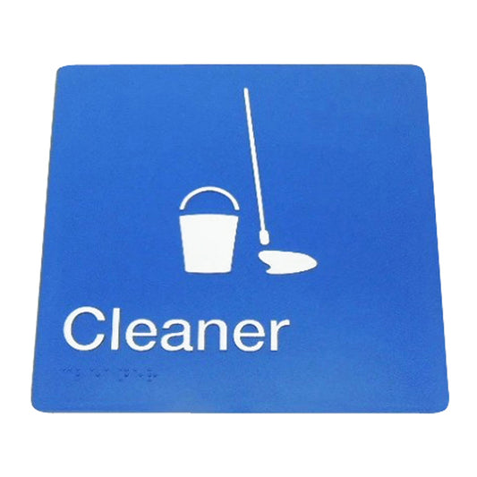 235mm Surface Mounted Cleaners Braille Sign - 235 x 180 x 3 - Blue
