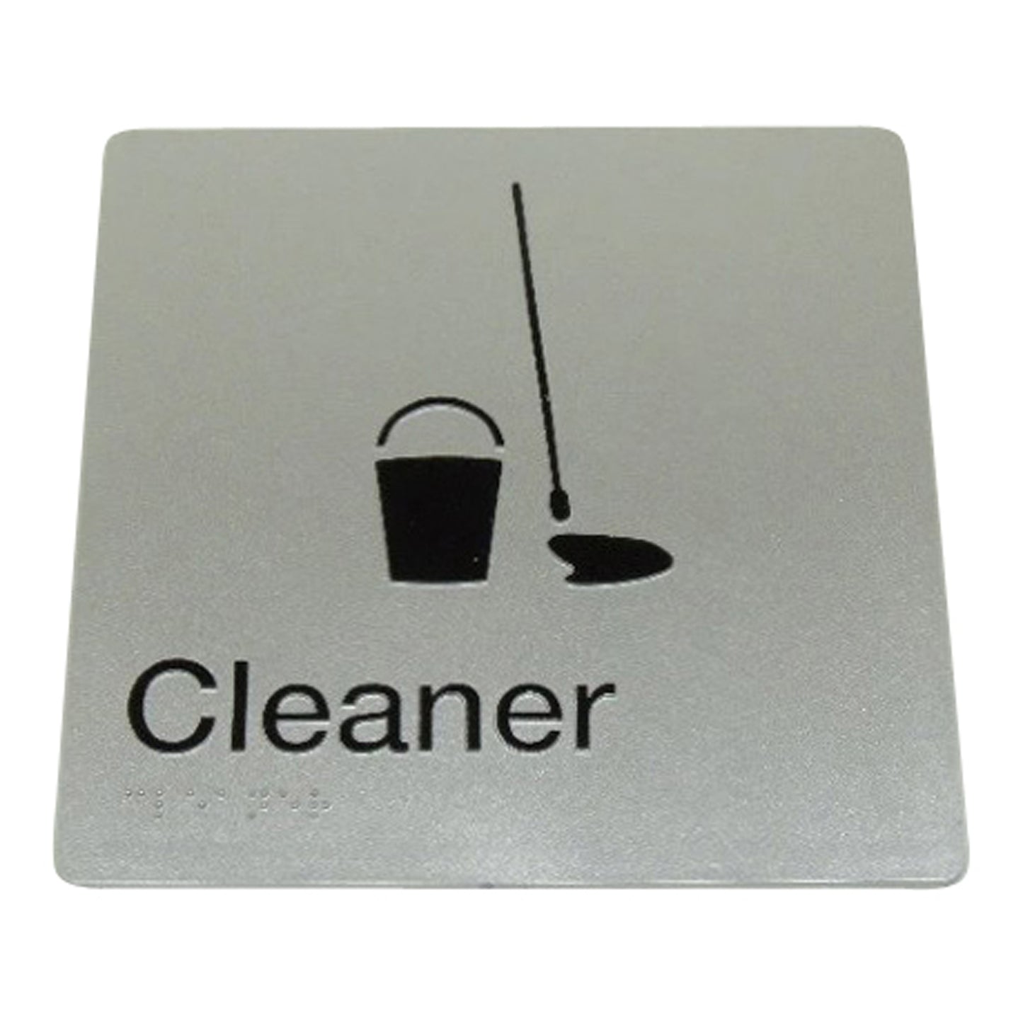 235mm Surface Mounted Cleaners Braille Sign - 235 x 180 x 3 - Silver