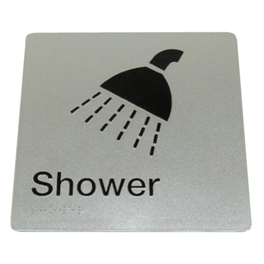 235mm Surface Mounted Shower Braille Sign - 235 x 180 x 3 - Silver