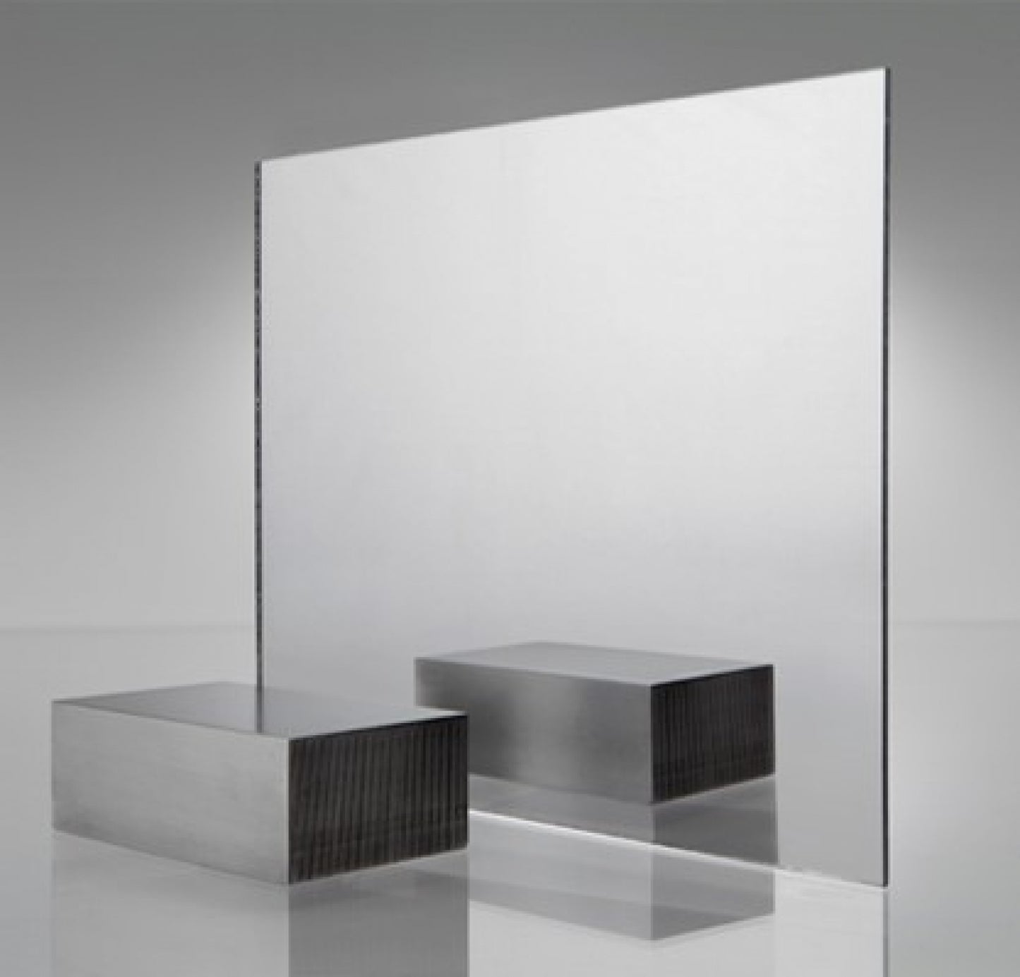 450mm W  Surface Mounted 6mm Polycarbonate Frameless Mirror with smooth round corners - 450mm W x 1000mm H - Bright