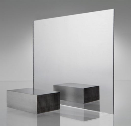 450mm W  Surface Mounted 6mm Polycarbonate Frameless Mirror with smooth round corners - 450mm W x 1000mm H - Bright