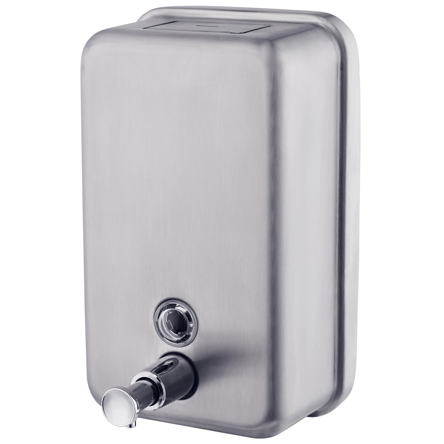 122mm W  Surface Mounted Soap Dispenser 1.2 L - 122mm W x 208mm H x 73mm D - Satin with Chrome Nozzle