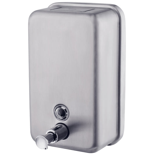 122mm W  Surface Mounted Soap Dispenser 1.2 L - 122mm W x 208mm H x 73mm D - Satin with Chrome Nozzle