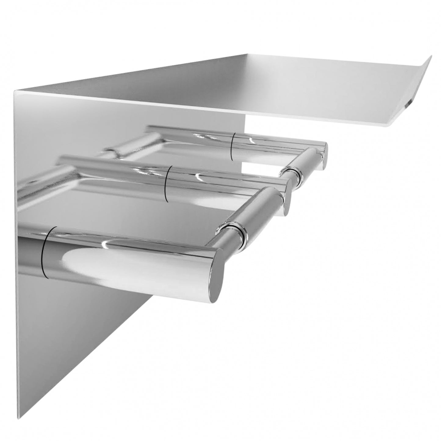350mm  Surface Mounted Shelf with Double Toilet Roll Holder - 350mm x 150mm W x 150mm - Polished
