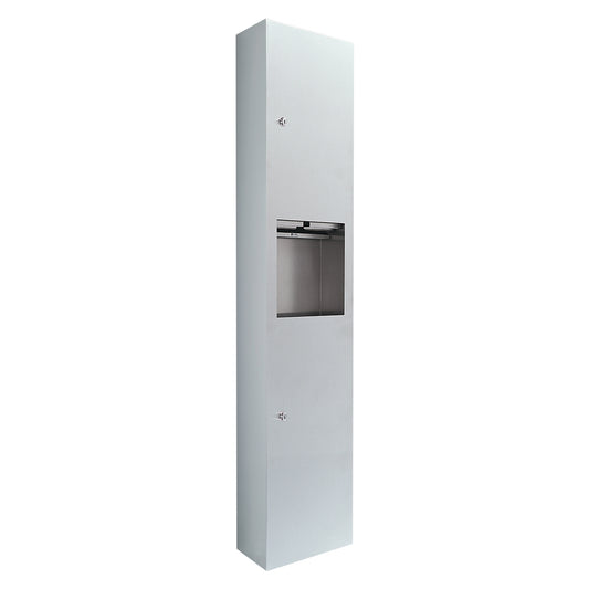 330mm W  Surface Mounted Towel and Waste Receptacle - 330mm W x 1395mm H x 153mm D - Satin