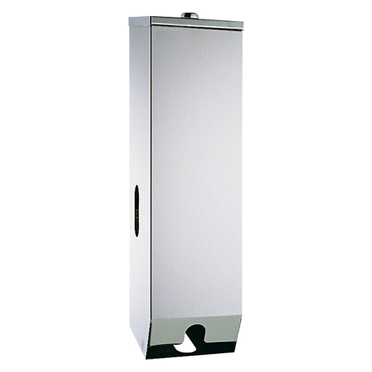 115mm W  Surface Mounted Triple Toilet Tissue Dispenser - 115mm W x 420mm H x 128mm D - Satin