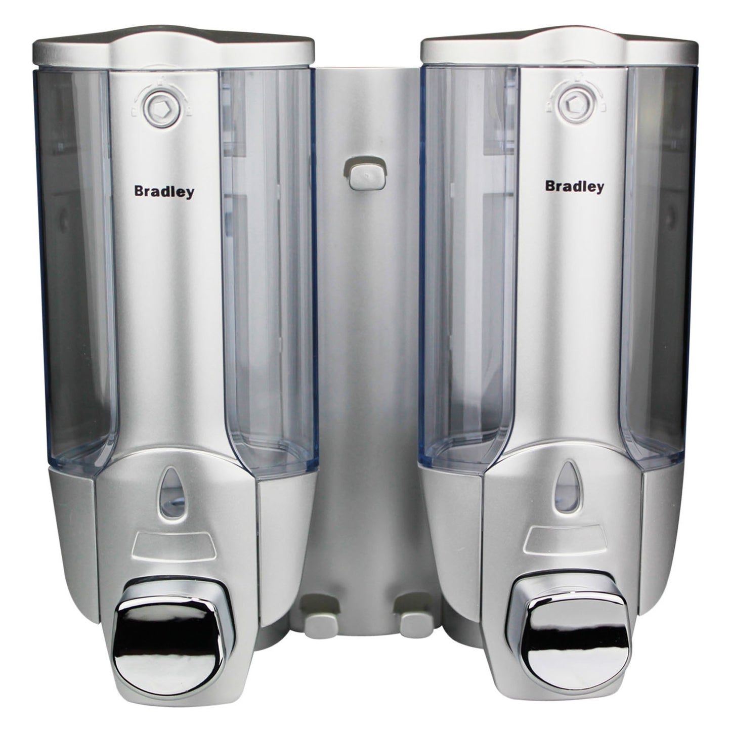 181mm W  Surface Mounted Dual Soap Dispenser 380ml x 2 - 181mm W x 193mm H x 93mm D  - Silver