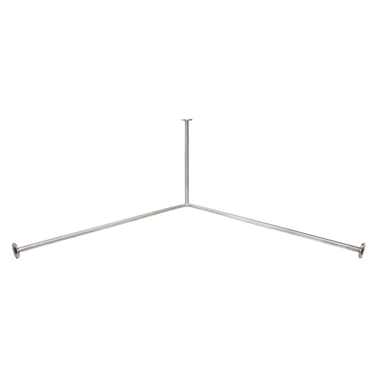 1200mm  Surface Mounted 25mm Corner Shower Curtain Rail Concealed Fix - 1200mm x 1200mm x 600mm - Satin