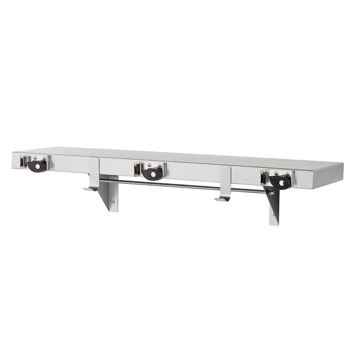762mm L  Surface Mounted Utility Shelf 2 Hooks 3 Holders - 762mm L x 156mm H - Satin