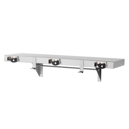 762mm L  Surface Mounted Utility Shelf 2 Hooks 3 Holders - 762mm L x 156mm H - Satin