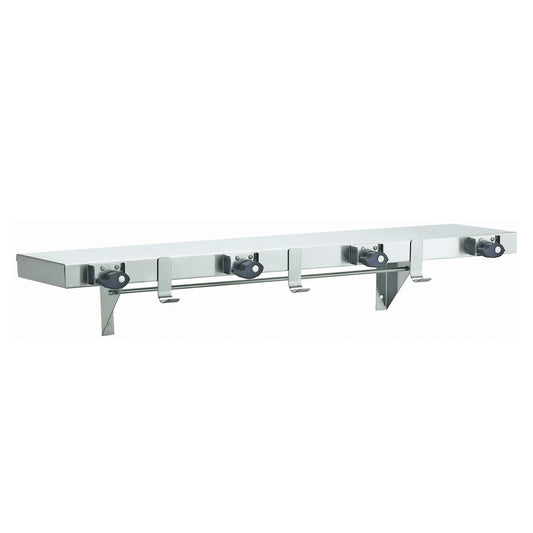 914mm L  Surface Mounted Utility Shelf 3 Hooks 4 Holders - 914mm L x 156mm H - Satin