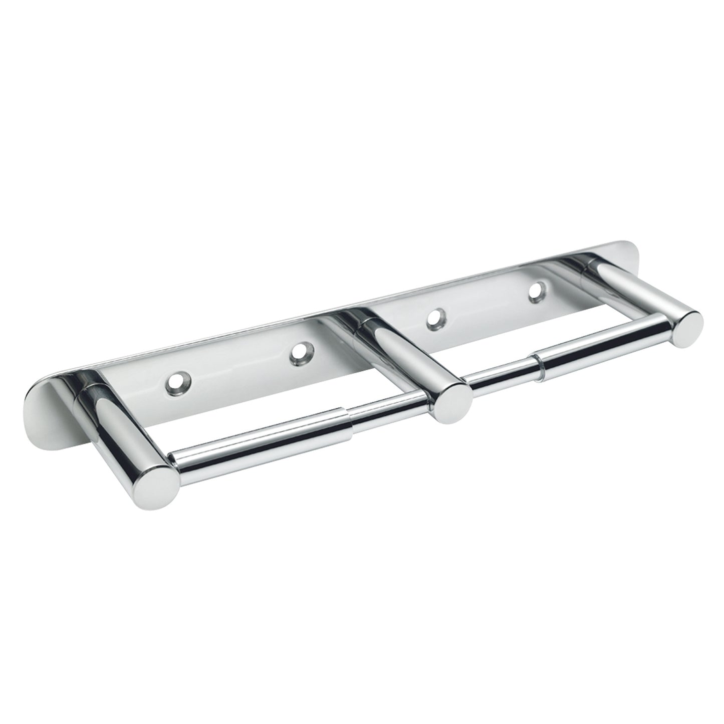 270mm W  Surface Mounted Double Toilet Roll Holder With Backplate - 270mm W x 75mm D - Satin