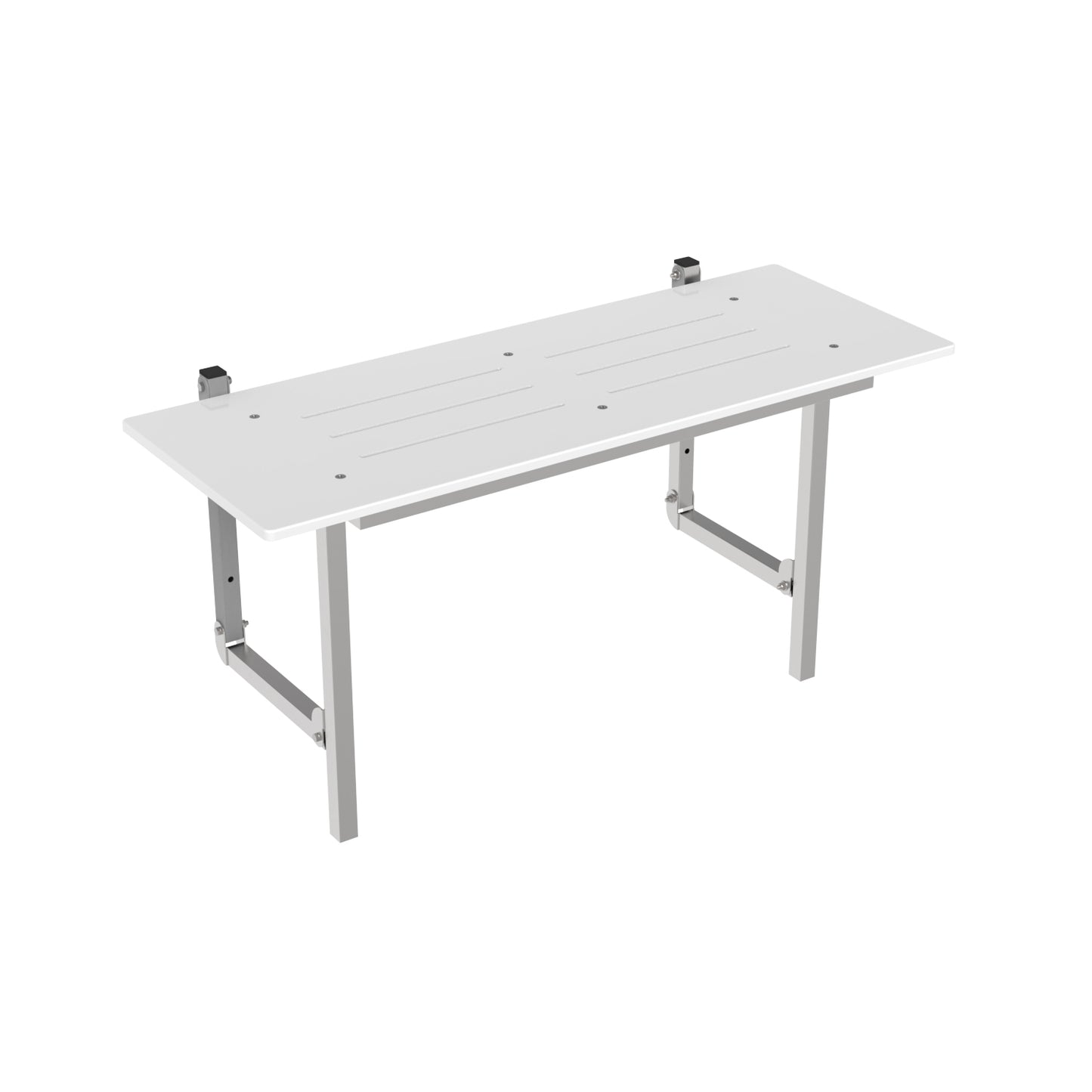 600mm Surface Mounted MAP 1033 Folding Shower Seat  - 600mm - White with Satin legs