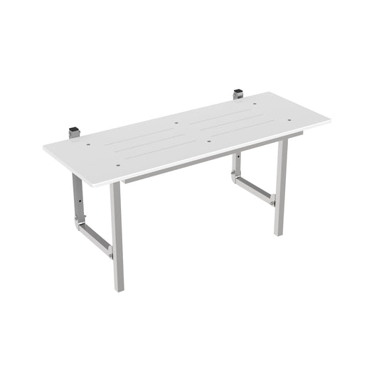 600mm Surface Mounted MAP 1033 Folding Shower Seat  - 600mm - White with Satin legs