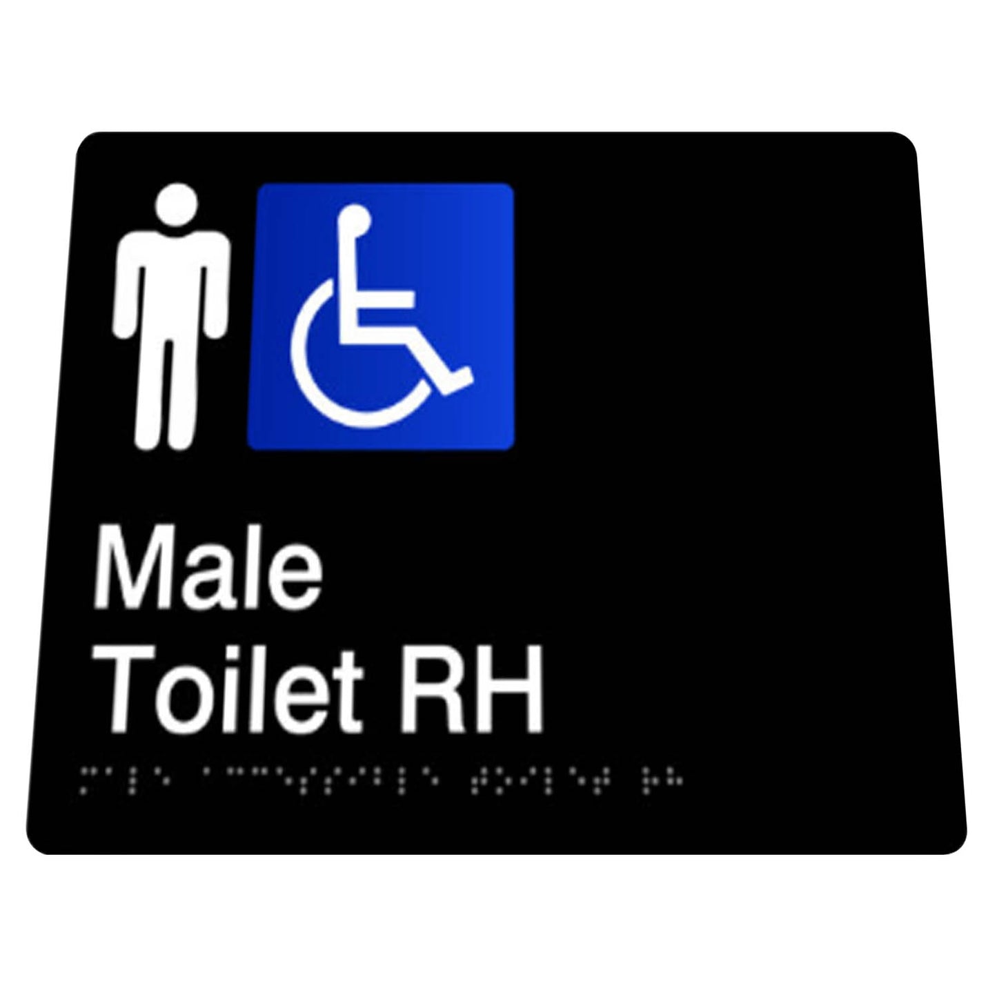 180mm  Surface Mounted Male Disabled Toilet Braille Sign - 180mm x 180mm x 3mm - Black