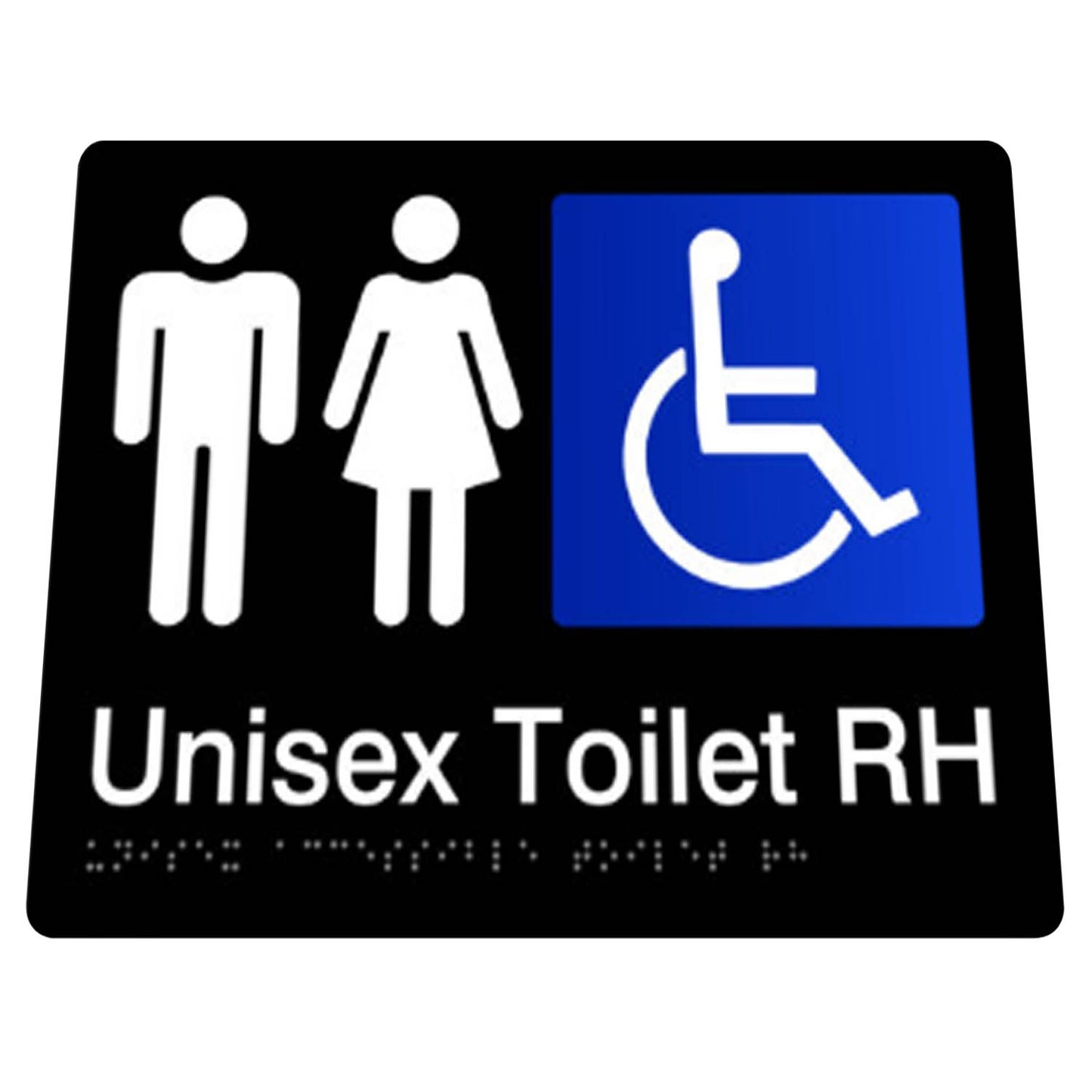 180mm  Surface Mounted Unisex Disabled Toilet Braille Sign - 180mm x 210mm x 3mm - Black