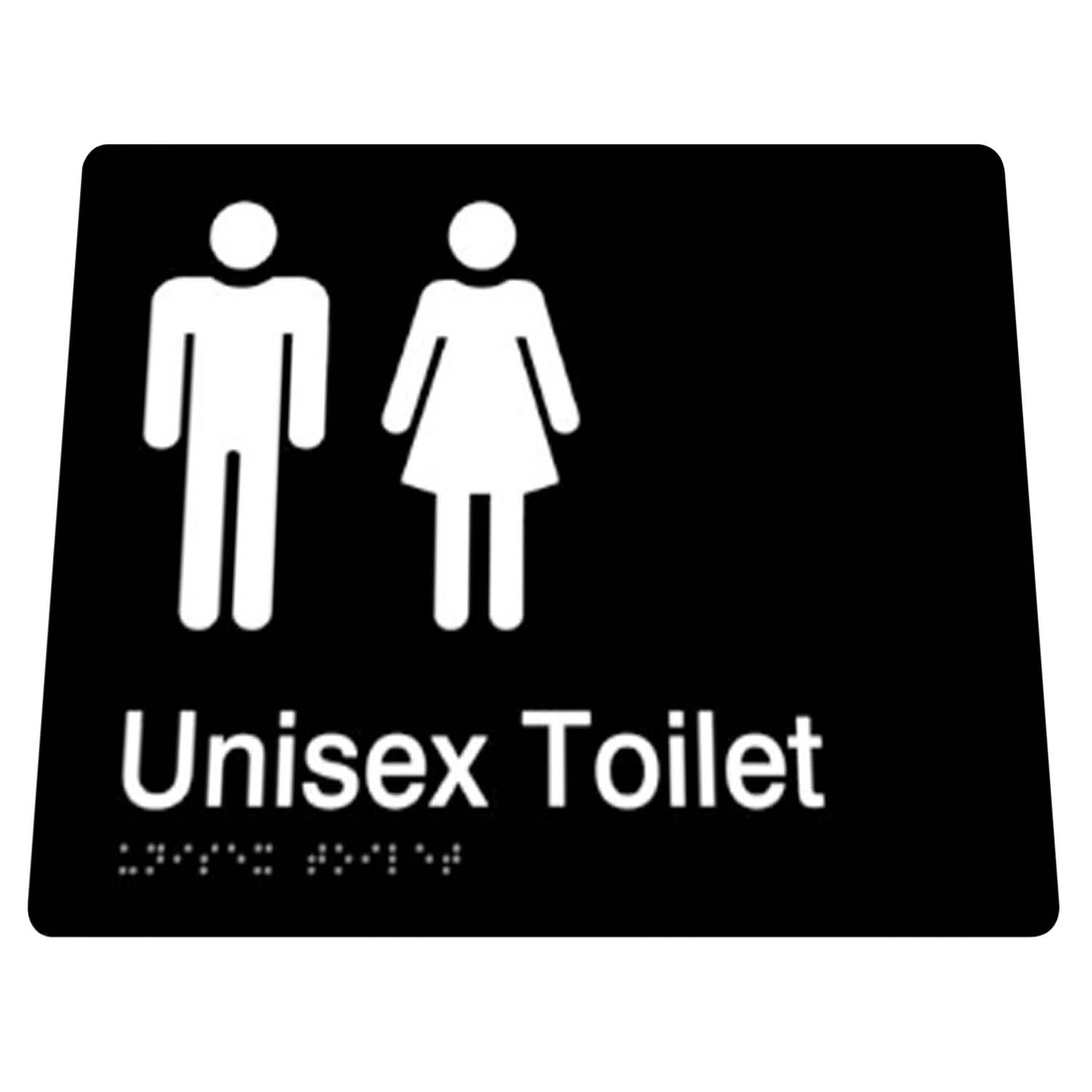180mm  Surface Mounted Unisex Toilet Braille Sign - 180mm x 180mm x 3mm - Black