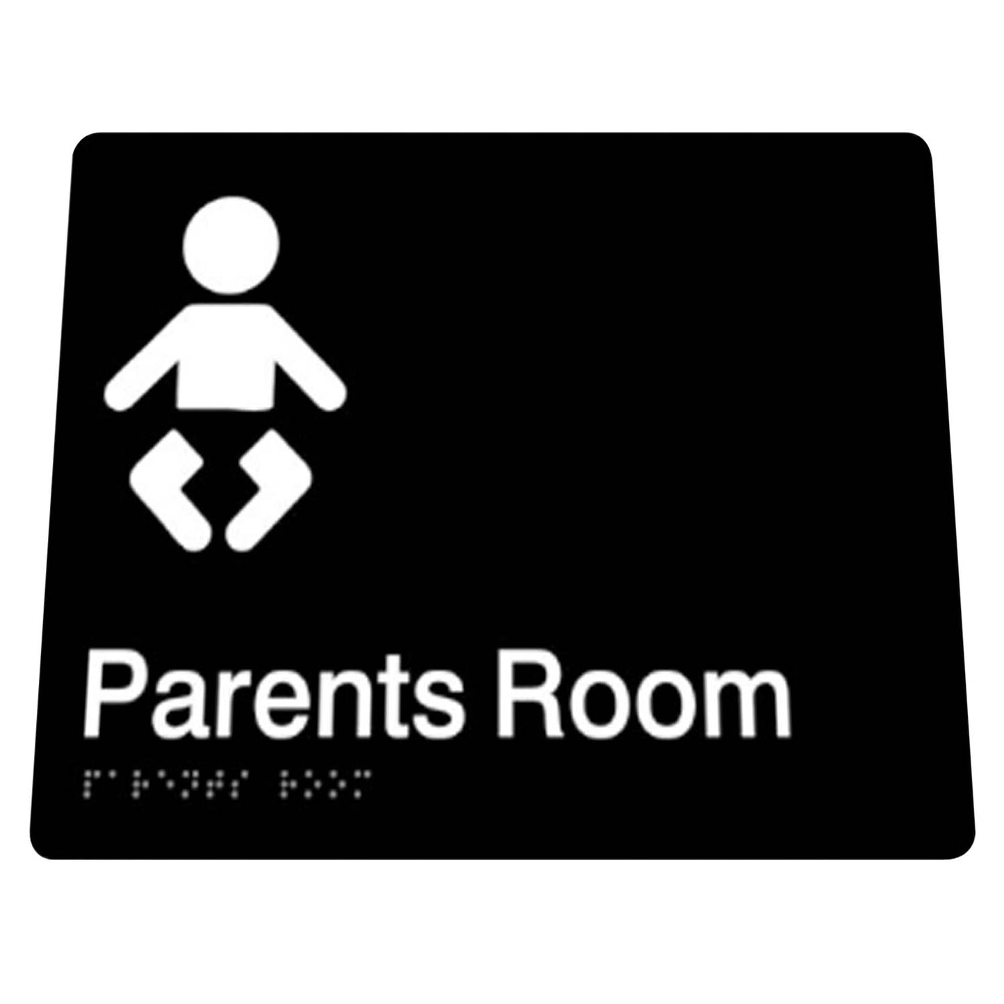 180mm  Surface Mounted Parent Room Braille Sign - 180mm x 180mm x 3mm - Black