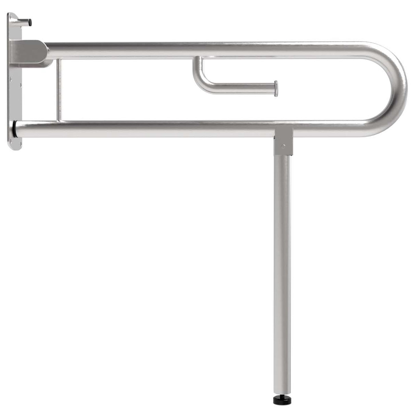 850mm  Surface Mounted Bariatric Drop Down Grab Rail 38mm with Toilet Roll Holder  - 850mm  - Satin