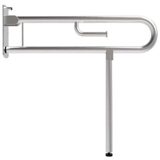 850mm  Surface Mounted Bariatric Drop Down Grab Rail 38mm with Toilet Roll Holder  - 850mm  - Satin