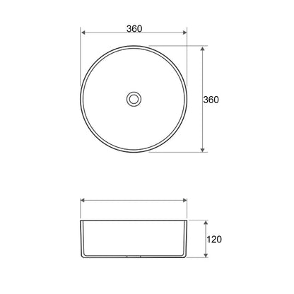 Radius Round 360x360x115 Gun Metal Basin