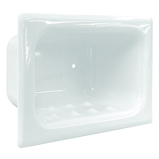 181mm W  Recessed  Recessed Soap Dish - 181mm W x 127mm H x 70mm D - White