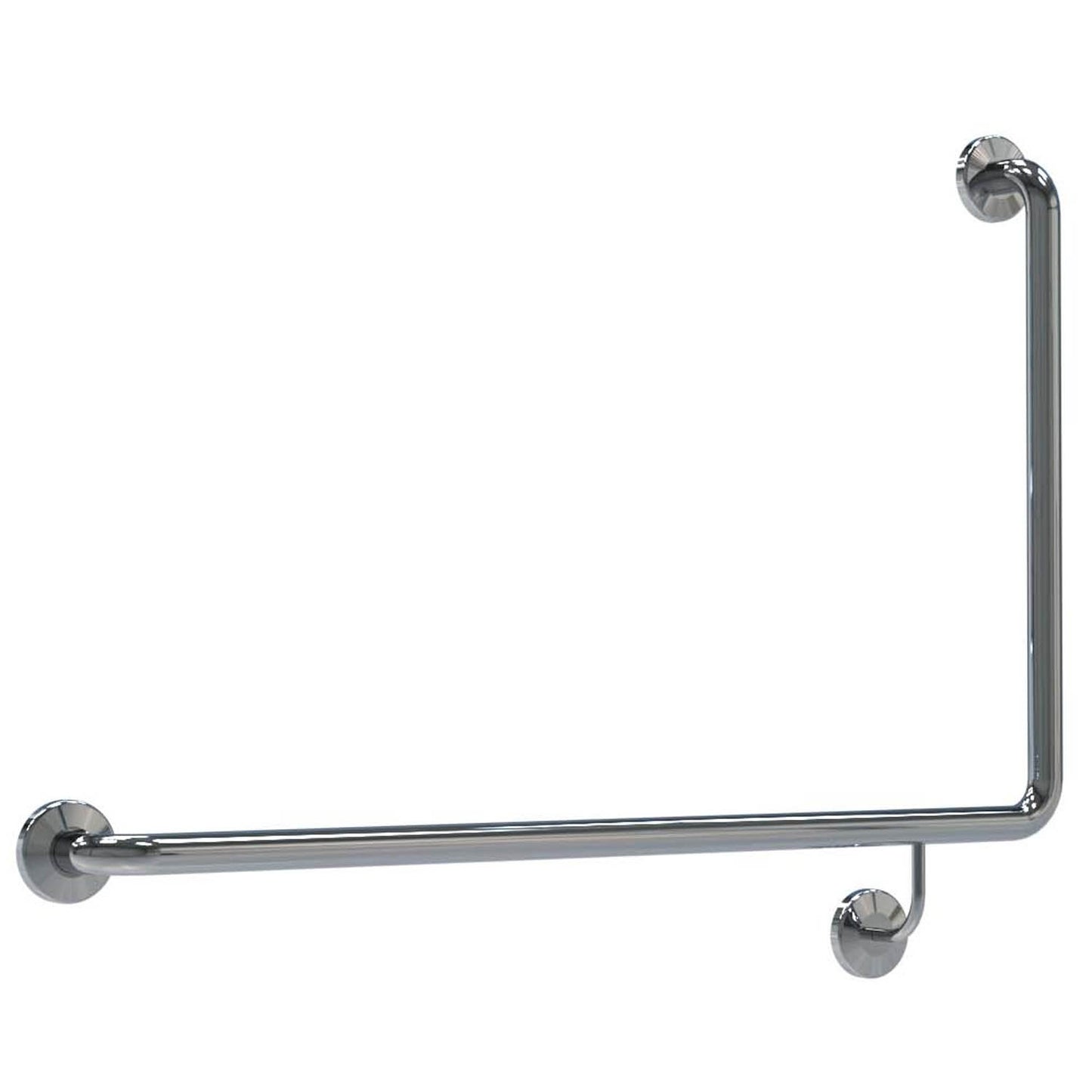 LH 950mm  Surface Mounted Grab Rail With Smooth Cover Plate  - LH 950mm x 600mm - Bright Polished