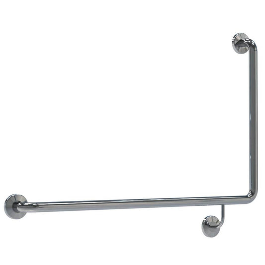 LH 950mm  Surface Mounted Grab Rail With Smooth Cover Plate  - LH 950mm x 600mm - Bright Polished