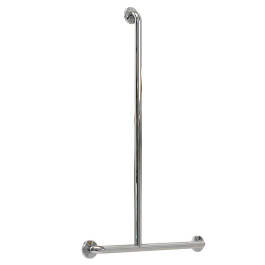 LH 660mm  Surface Mounted Grab Rail With Smooth Cover Plate  - LH 660mm x 1100mm - Bright Polished